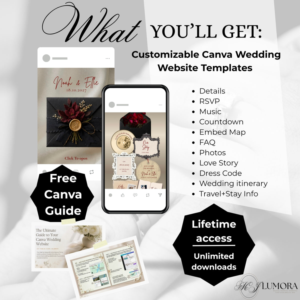Black & Gold Wedding Website Template