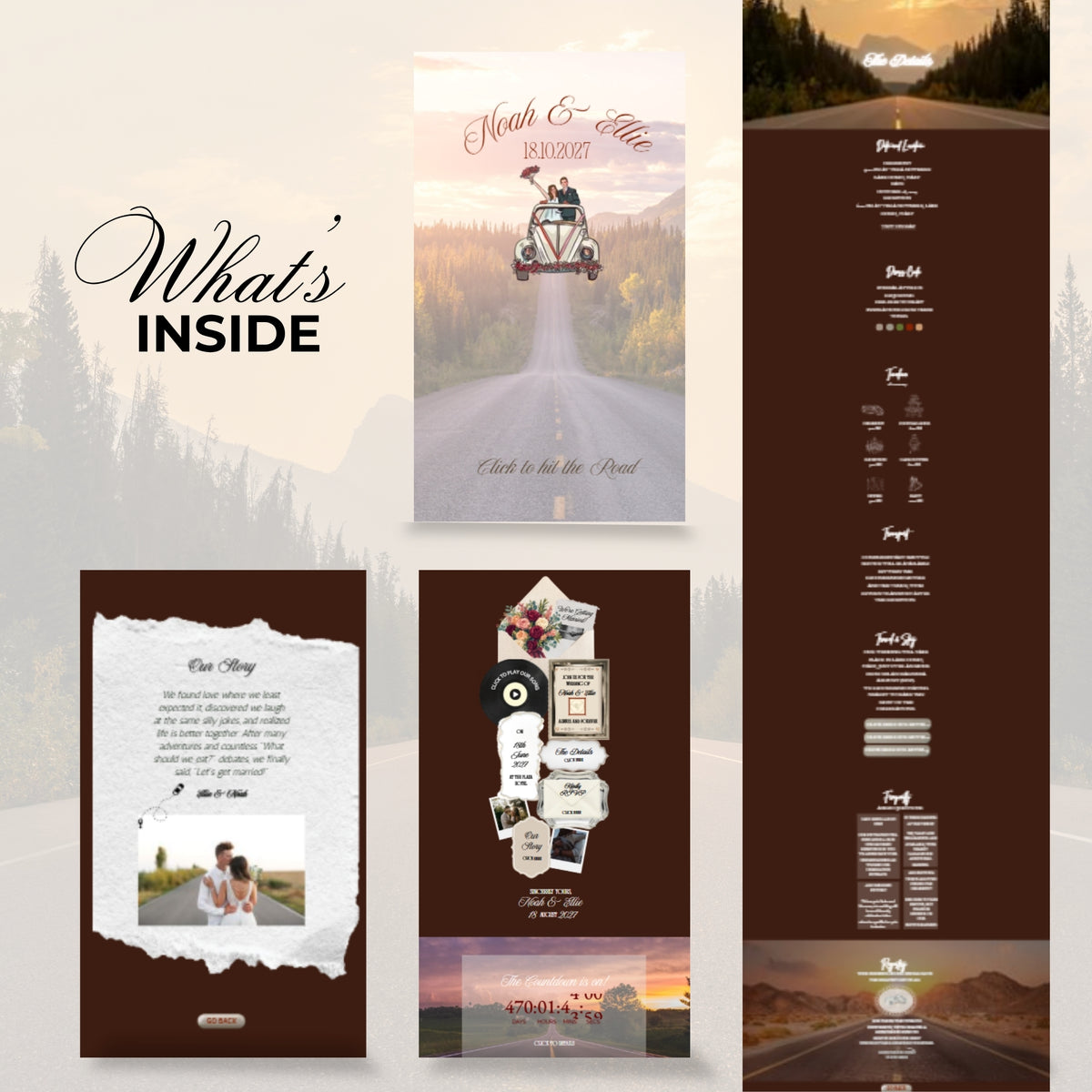 Car design Editable Wedding Website Canva Templates |Luxury Wedding Website Designs