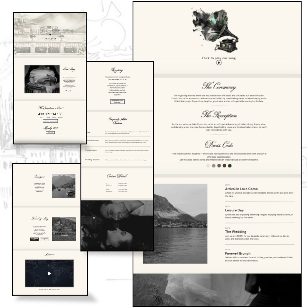Black & beige elegant editable wedding website