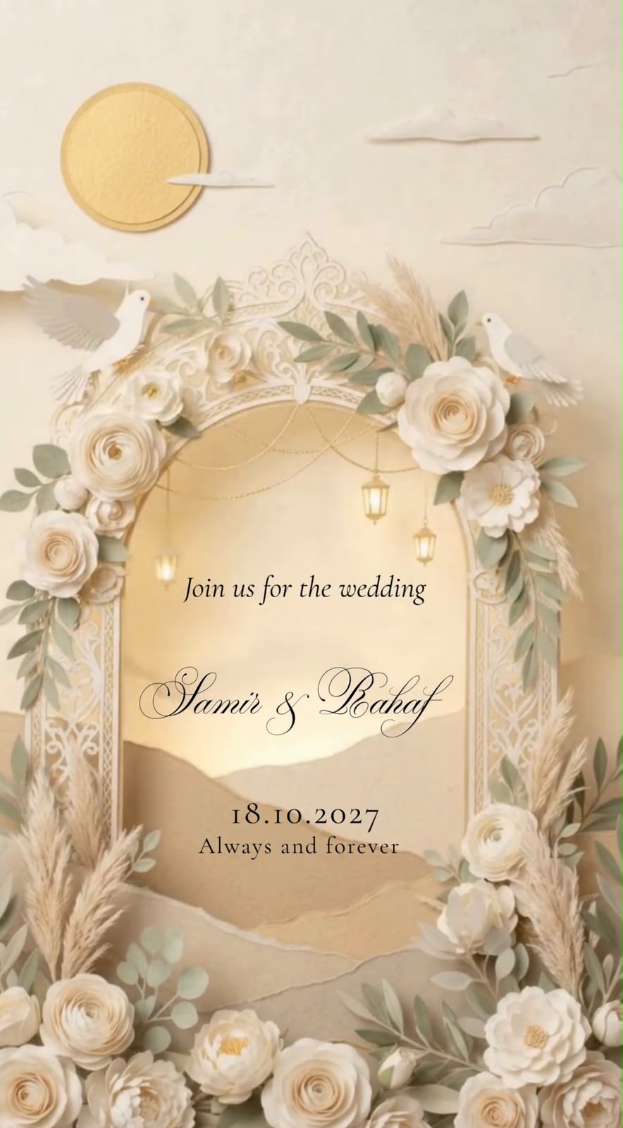 Ivory Gatefold Wedding Website | Animated Tap-to-Open Invitation