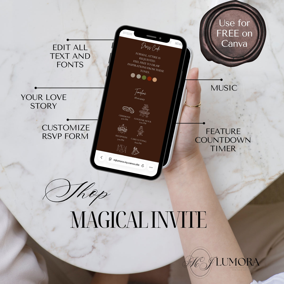 Car design Editable Wedding Website Canva Templates |Luxury Wedding Website Designs