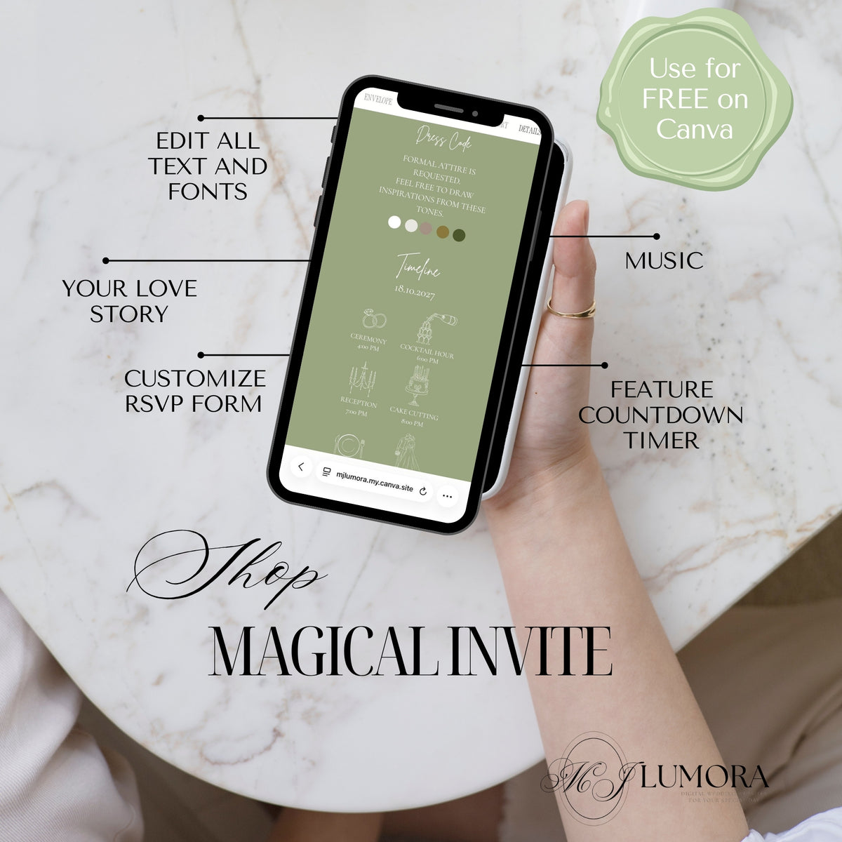 Swan Editable Wedding Website Canva Templates