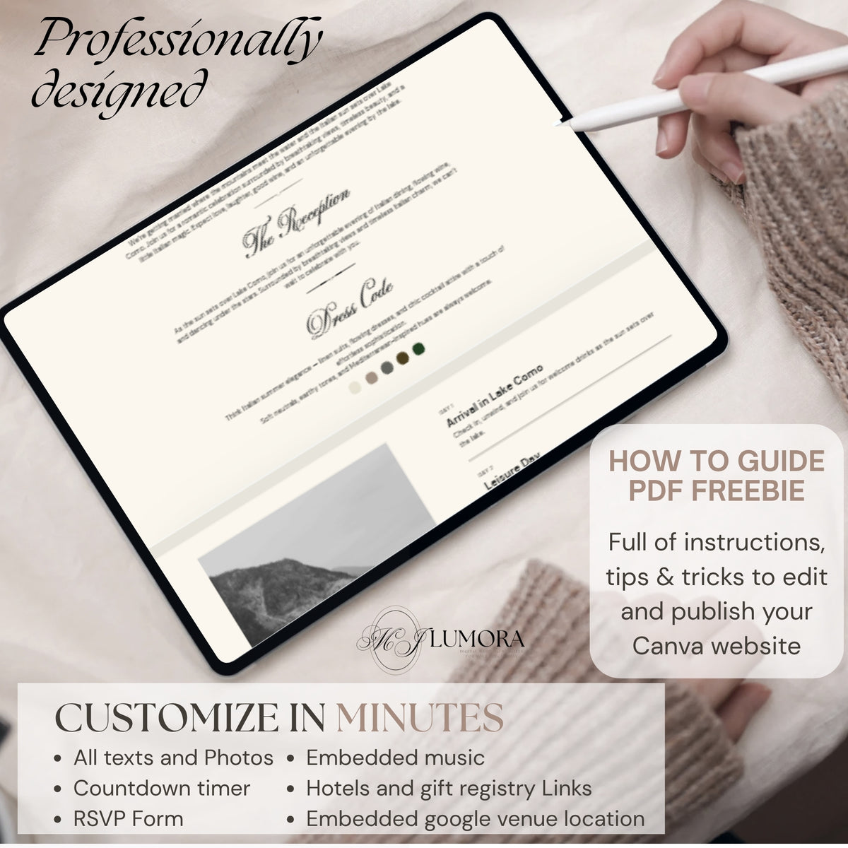 Black & beige elegant editable wedding website