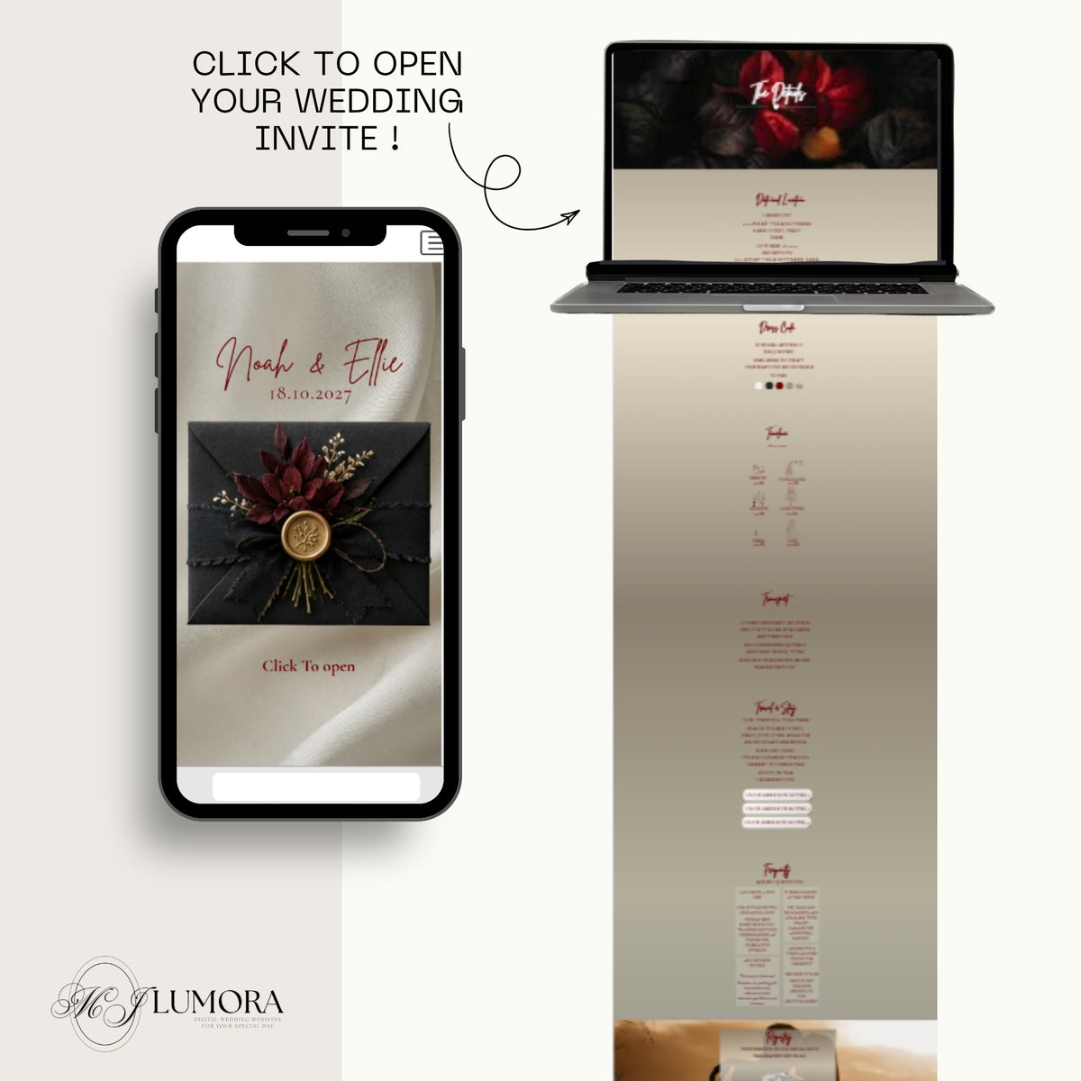 Black & Gold Wedding Website Template