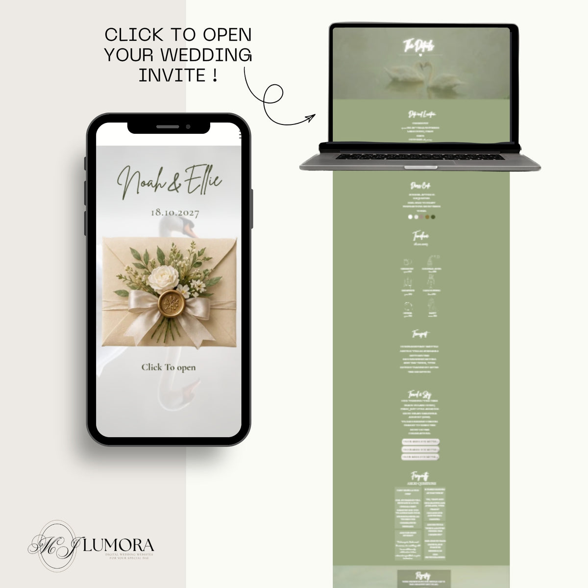 Swan Editable Wedding Website Canva Templates