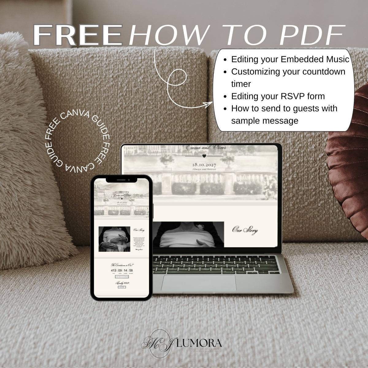 Black & beige elegant editable wedding website