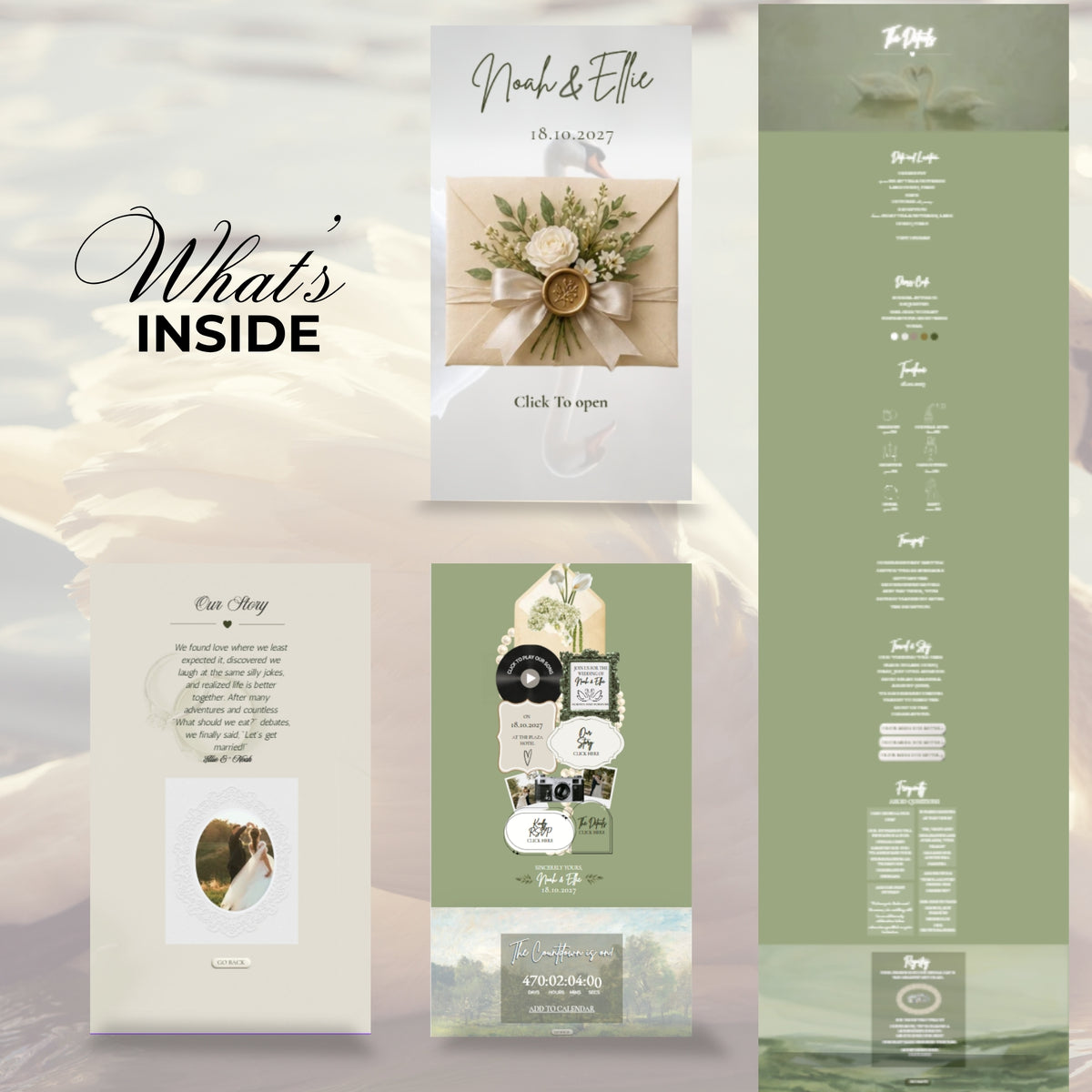 Swan Editable Wedding Website Canva Templates