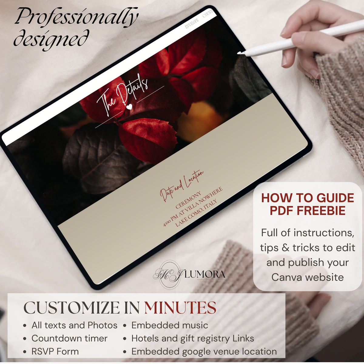 Black & Gold Wedding Website Template