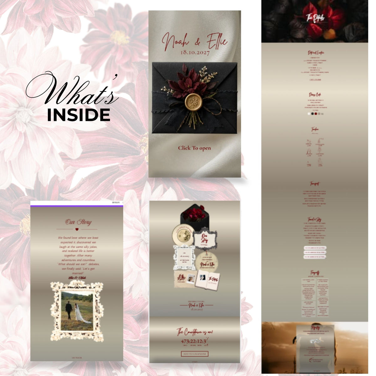 Black & Gold Wedding Website Template