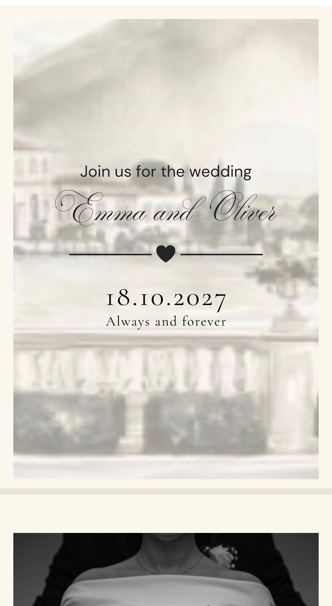 Black & beige elegant editable wedding website